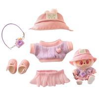 Labubu Clothes for  Dolls Accessories, Stylish Kawaii Pink Outfit Set 5 Pieces Suitable for 15cm 17cm Labubu Outfit , Doll Cl...