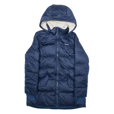 PATAGONIA Sherpa Lined Womens Puffer Coat Blue Hooded M
