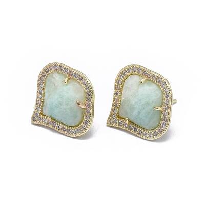 Natural Amazonite Stud Earrings