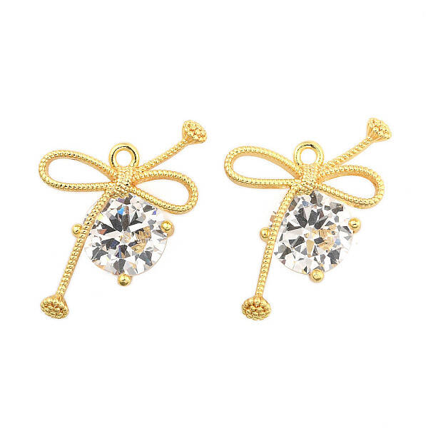 Brass Micro Pave Cubic Zirconia Pendants