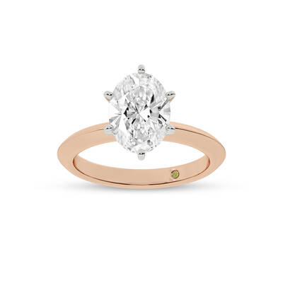 Prism Knife Edged Six Prong Oval Lab Grown Solitaire Diamond Ring | 14K Rose Gold 4 CT. TW.