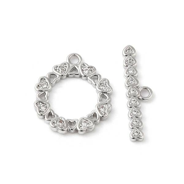 Brass Pave Clear Cubic Zirconia Toggle Clasps