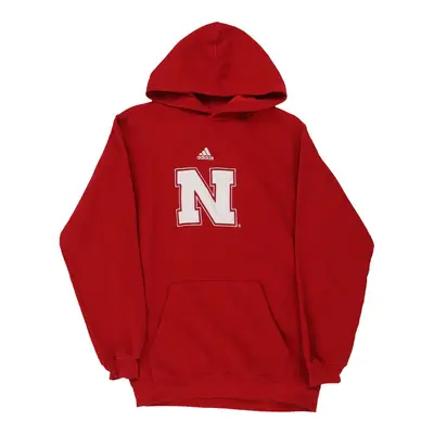 Age 13-14 Adidas Hoodie - Large Red Cotton Blend