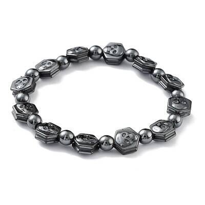 Non-Magnetic Synthetic Hematite Beaded Stretch Bracelets