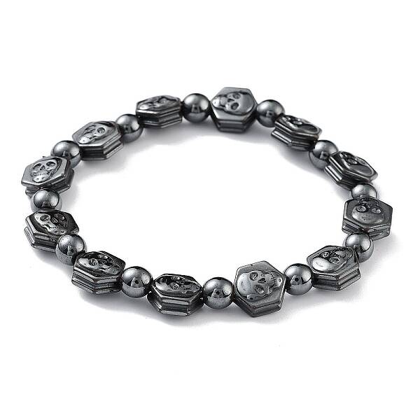 Non-Magnetic Synthetic Hematite Beaded Stretch Bracelets