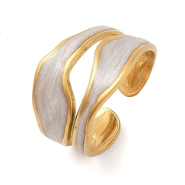 304 Stainless Steel Enamel Cuff Rings for Women