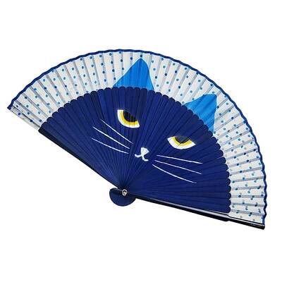 Cat Pattern Bamboo with Satin Folding Fan