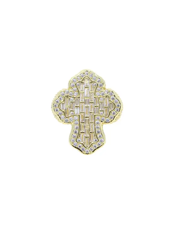 Rhinestone Decorated Cross Promise Ring for Men, Prong Ring for Men, Hip Hop Iced Out Jewelry for Party, Trendy All-match & E...