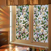 Floral Pattern Static Cling Window Sticker, 1 Count Double Sided Visible Window Decal, Decorative Peonies Sticker for Living ...