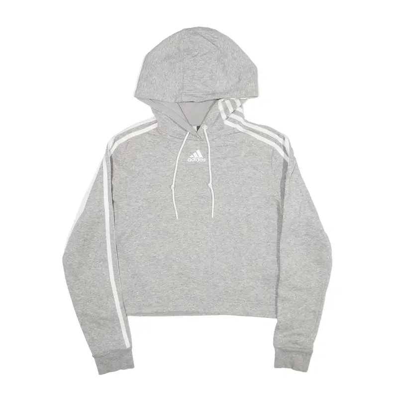 ADIDAS Cropped Hoodie Grey Pullover Womens XS
