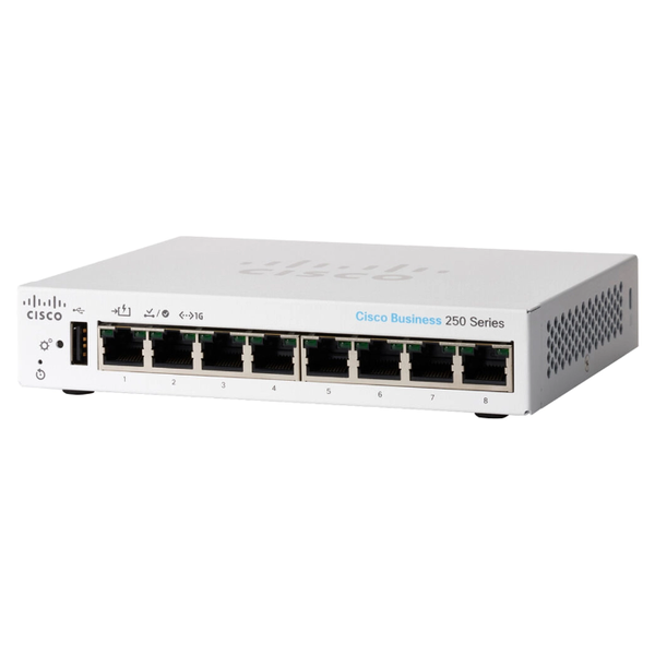 CBS250-8T-D-EU Cisco Business 250 Series CBS250-8T-D 8 x Ports 1000Base-T Layer 3 Managed Gigabit Ethernet Smart Switch