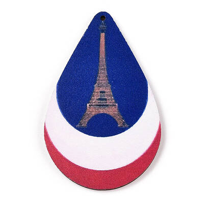 French Theme Printed Wood Pendants