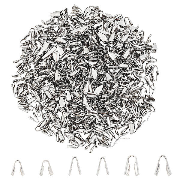 600Pcs 6 Styles 304 Stainless Steel Folding Crimp Cord Ends