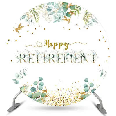 Aperturee Gold Glitter And Green Leaves Happy Retirement Backdrop | Happy Birthday Backdrop | Custom Birthday Backdrops | Bac...