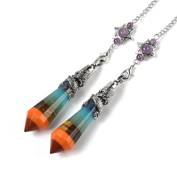 Natural & Synthetic Mixed Stone Cone Dowsing Pendulum Big Pointed Pendants