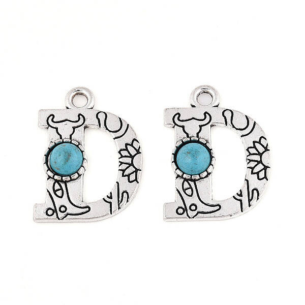 Synthetic Turquoise & Alloy Pendants