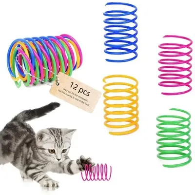 Colorful Spring Toy, 12pcs/set Interactive Cat Toy, Creative Cat Teaser Toy, Pet Supplies for Indoor and Outdoor Playing, Cat...