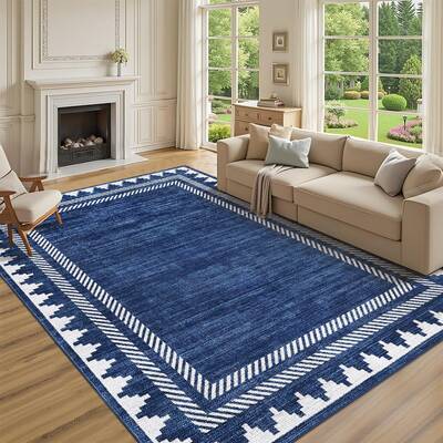 Garvee Extra Large Area Rug 10x13 Washable Rug Non Slip, Modern Geometric Border Carpet, Non Shedding Stain-Resistant Floor C...