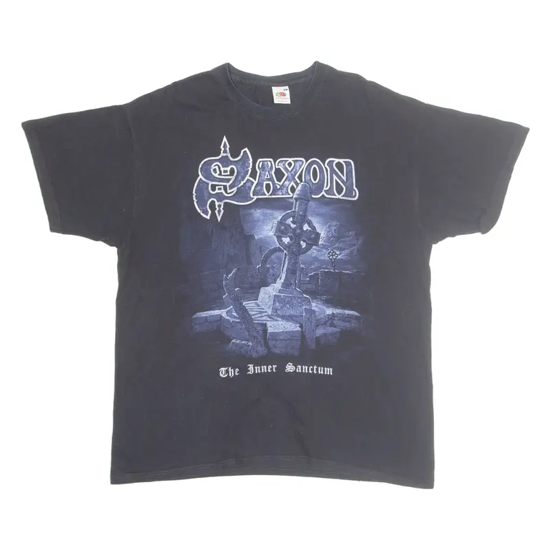 FRUIT OF THE LOOM Saxon Mens Band T-Shirt Black XL