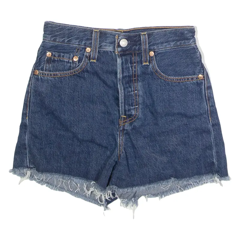 LEVI'S Premium Rib Cage Womens Denim Shorts Blue XXS W24