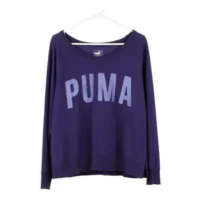 Puma Spellout Sweatshirt - Large Purple Cotton Blend