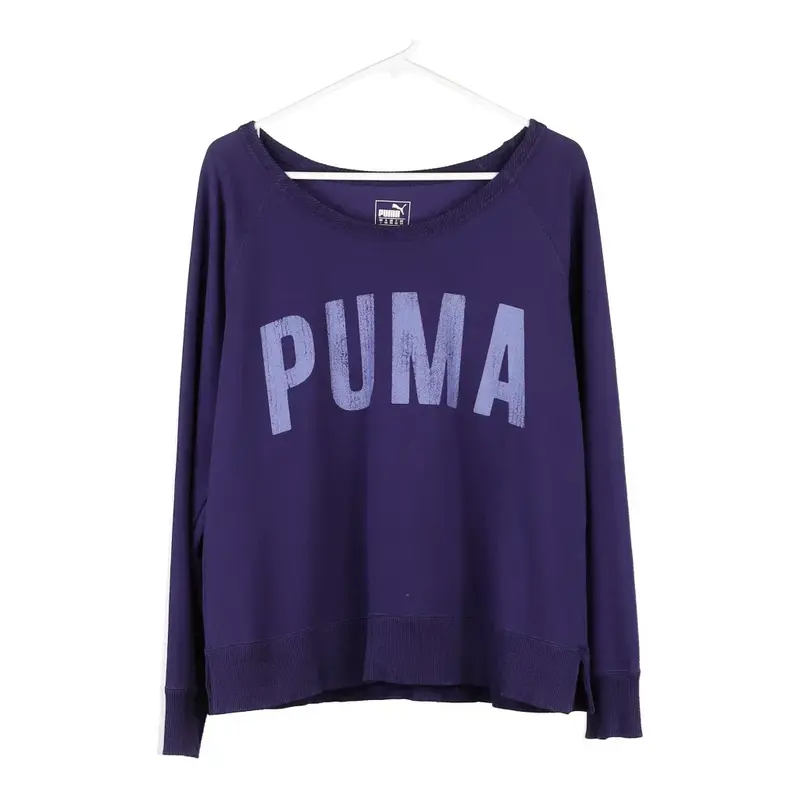 Puma Spellout Sweatshirt - Large Purple Cotton Blend