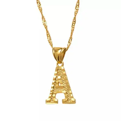 TTC Gold 14K Gold Plated Initial Necklace 18in Chain Alphabets from A-Z Tarnish Free Hypoallergenic Comfortable Lightweight G...