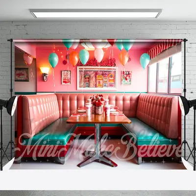Retro Pink And Teal Seats Architecture Backdrop - Aperturee