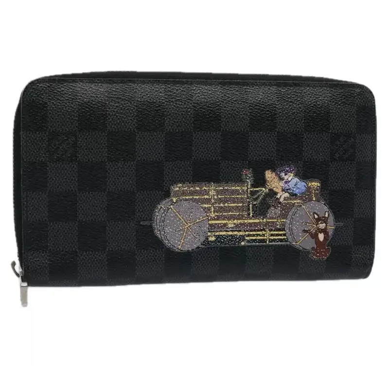 Pre-owned Louis Vuitton Canvas Bag Accessories Damier Graphite Illustre Zippy Organizer Wallet N63002