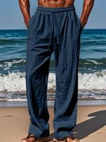Men's Solid Color Pants, Casual Comfy Breathable Trousers for Summer, Men's Bottoms for Beach Vacation Daily Wear, Menswear
