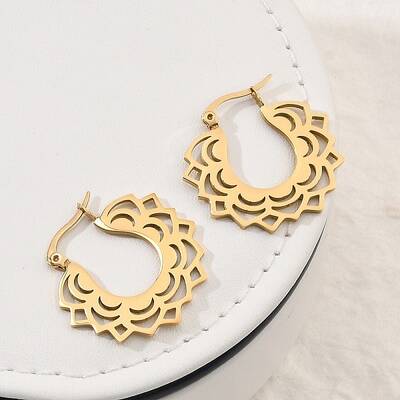 304 Stainless Steel Flower Stud Earrings for Women