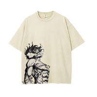 Heavy Cotton 220 GSM Attack On Titan Eren Acid Wash Shirt Graphic Tee Casual Menswear Soft Top Long Sleeve