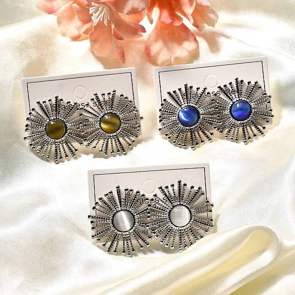304 Stainless Steel Glass Stud Earrings