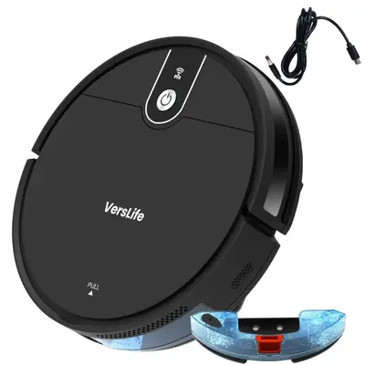 VersLife 2 In 1 Cordless Vacuum Cleaner, Type C Rechargeable Robot Vacuum Cordless Cleaner for Hard Floor, Wooden Floor, Ca...