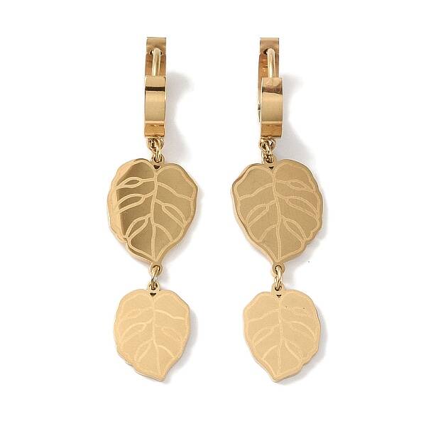 Leaf 304 Stainless Steel Dangle Earrings