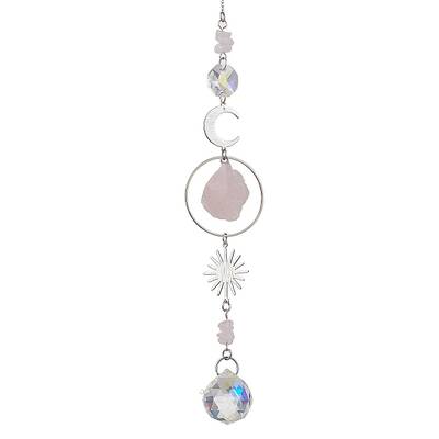 Rough Raw Natural Rose Quartz Nuggets Hanging Ornaments