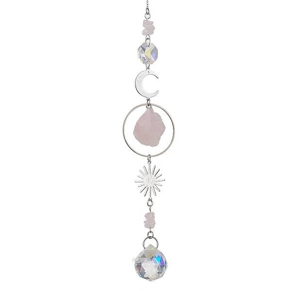 Rough Raw Natural Rose Quartz Nuggets Hanging Ornaments