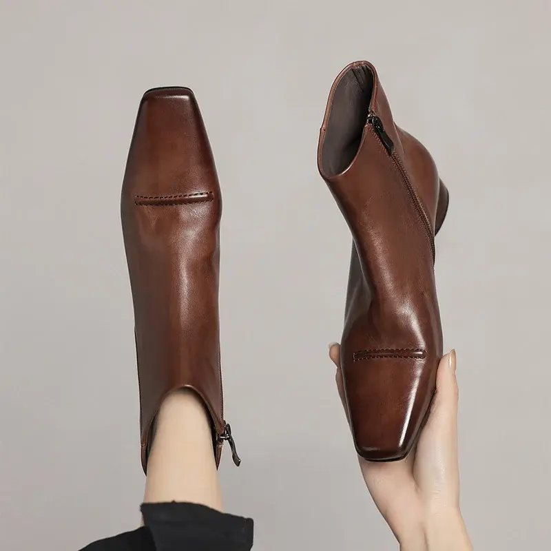 CHIKO Agape Square Toe Block Heels Ankle Boots