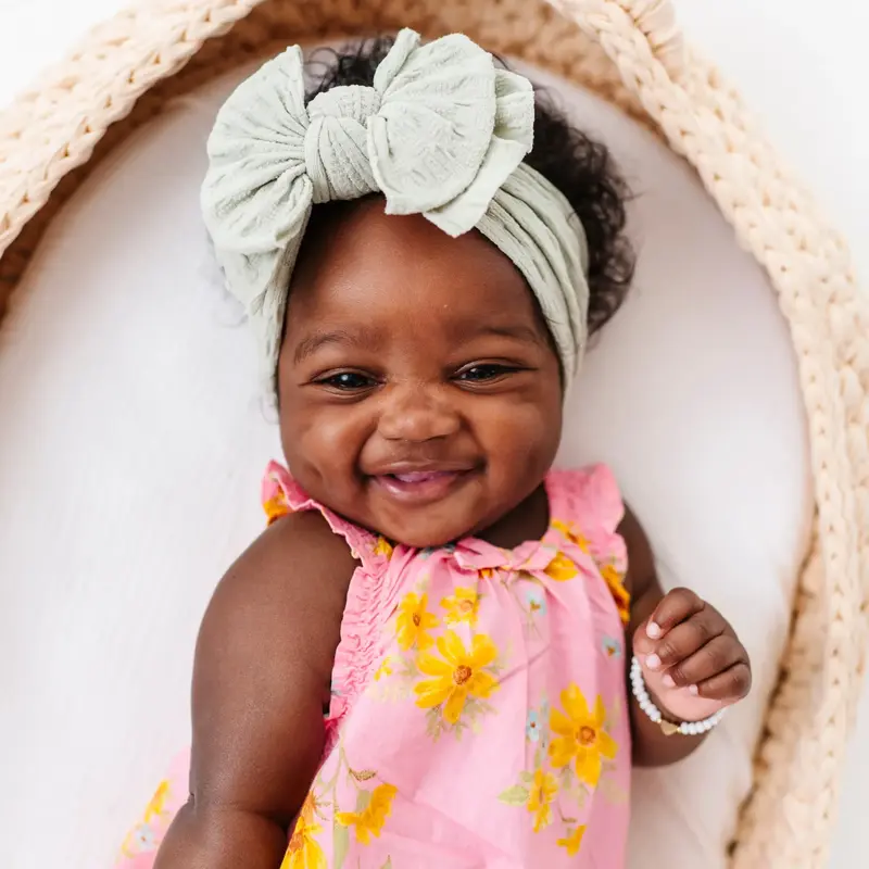 Baby Bling® Waffle FAB® soft, waffle textured, nylon/spandex wide headband with bow