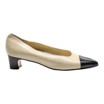BALLY Court Heels Cream Leather Womens UK 3.5
