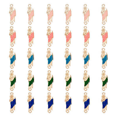 30Pcs 5 Colors Religion Alloy Enamel Connector Charms