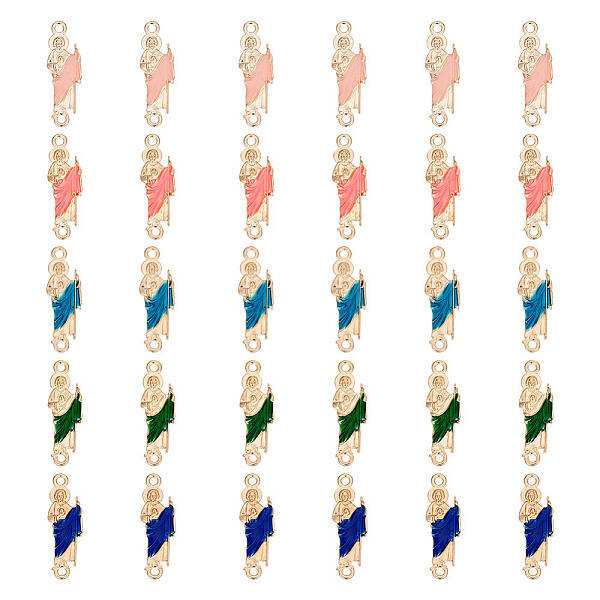 30Pcs 5 Colors Religion Alloy Enamel Connector Charms