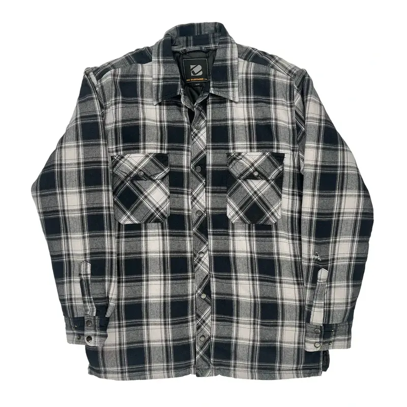 Bc Clothing Checked Flannel Shirt - Medium Black & White Polyester