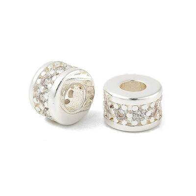 Brass Micro Pave Cubic Zirconia Beads