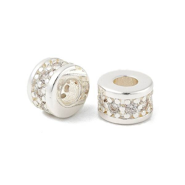 Brass Micro Pave Cubic Zirconia Beads