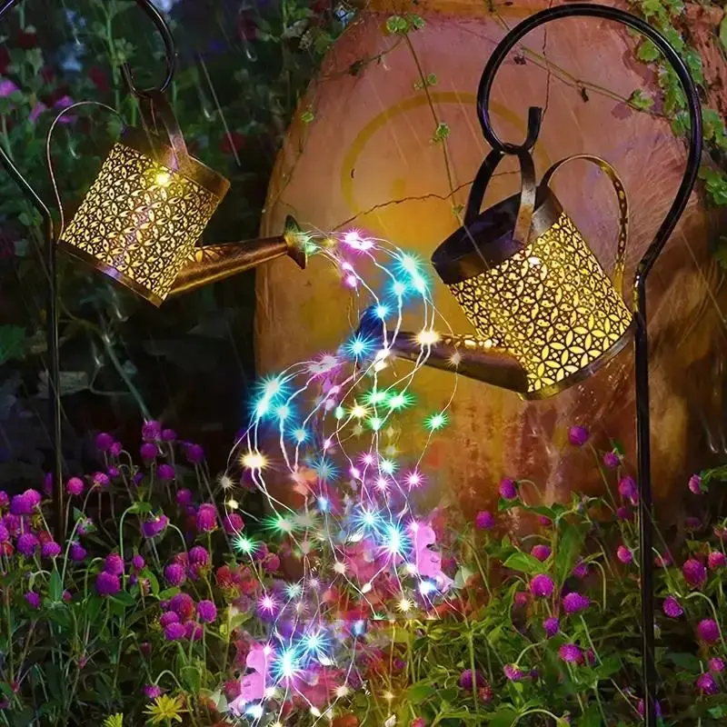 Christmas Halloween Solar Power Lighting String, Summer Creative Coin Kettle Design Solar String Light with Shelf, Decorative...