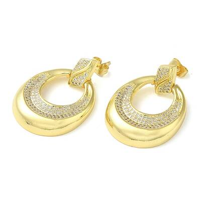 Twist Donut Clear Cubic Zirconia Stud Dangle Earrings