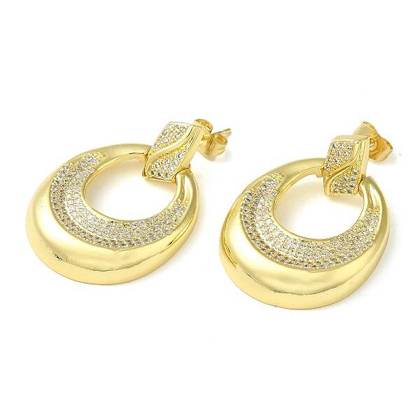 Twist Donut Clear Cubic Zirconia Stud Dangle Earrings