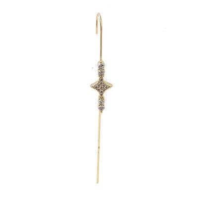Brass Crystal Rhinestone Ear Wrap Crawler Hook Earrings for Women