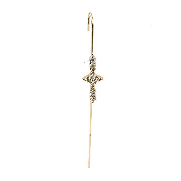 Brass Crystal Rhinestone Ear Wrap Crawler Hook Earrings for Women